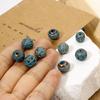 10 Pièces Alliage à Base de Zinc Perles Espacement Patinées Pour Fabrication de Bijoux DIY Charme Motif Rond Sculpté Cuivre Antique Bleu Fermoirs