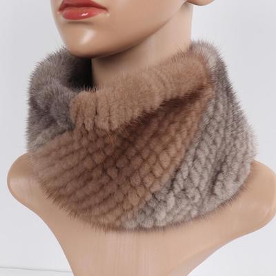 New Women Winter Real Mink Fur Scarves Headbands Good Elastic Knitted Natural Mink Fur Scarf Thick Warm Lady Fur Ring Shawl