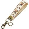 Double Sided Embroidered Fabric Keychain Wrist Strap with Webbing Label Decorative Fabric Keyring Suitable for Travelers