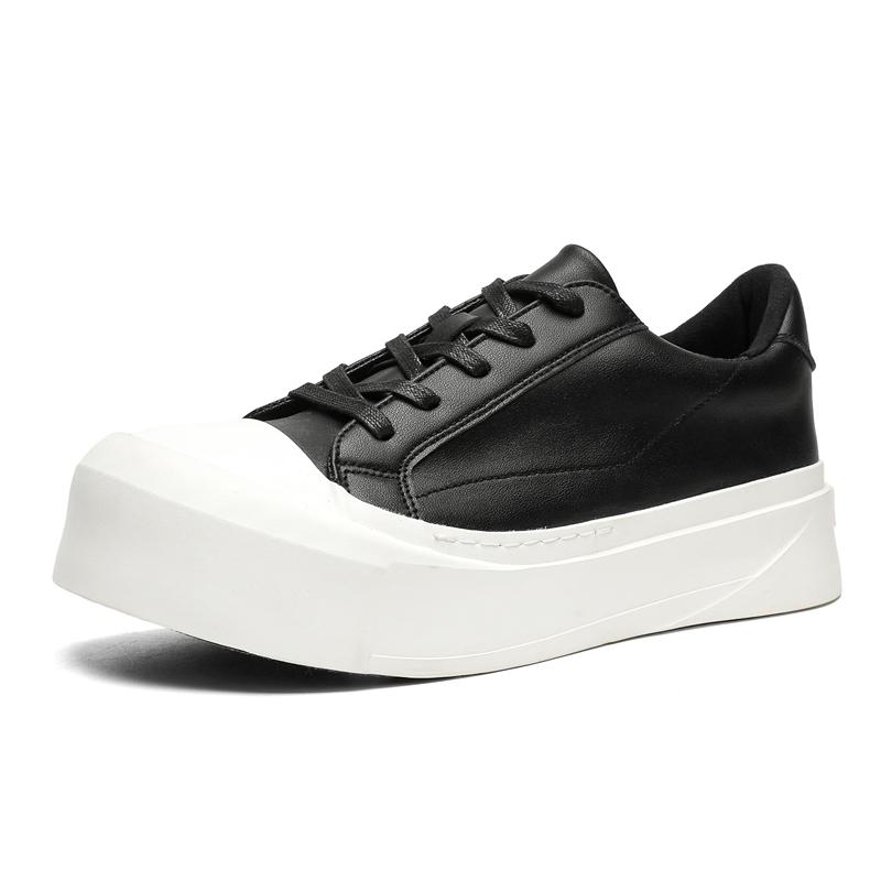 High Quality Men Thick Bottom Casual Leather Board Shoes Outdoor Thick Bottom Driving Vulcanized Shoes Comfy Oxford Walking Shoe