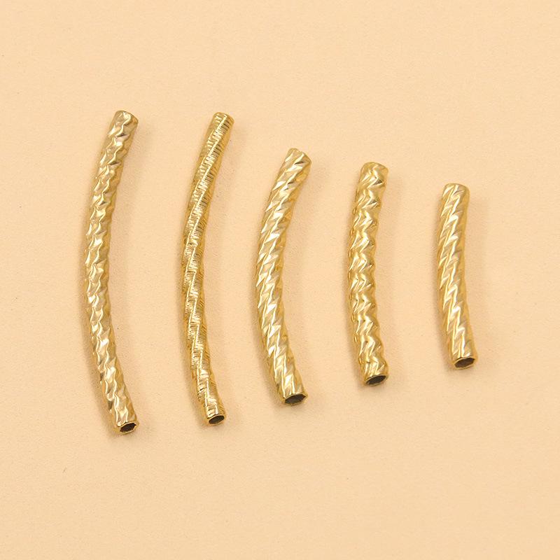 2-Color Stainless Steel Embossed Bent Tube Sleeves for DIY Jewelry
