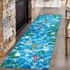 Pond Koi Throw Carpet Runner for Entrance, Summer Lotus Leaf Lotus Water Ripple Indoor Rug, Anti-Slip Absorbent Mat for Hallway
