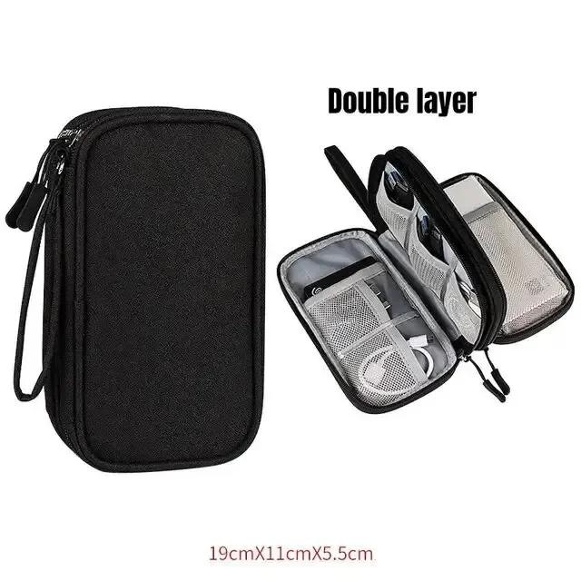 1PCS NEW Travel Organizer Bag Cable Storage Organizers Pouch Carry Case Portable Waterproof Double Layers Storage