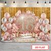 2D Flat Rose Gold Diamond 18th Birthday Party Photo Booth Background Cloth