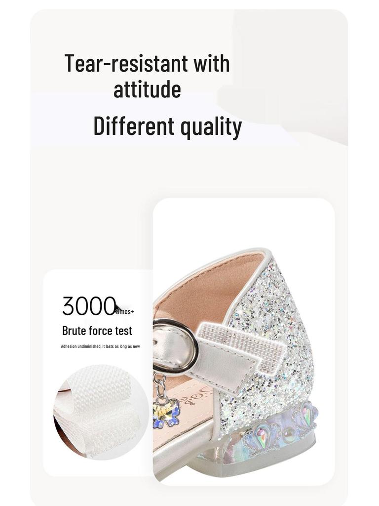 Mädchen Prinzessin Kristallschuhe - Frühling/Sommer 2025: Glänzende Leder-High Heels mit weicher Sohle für Kleinkinder