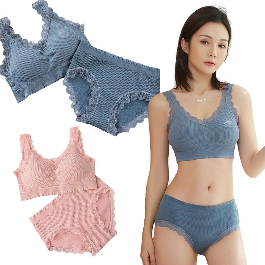 

Магазин верх и низ 2 бесплатных кружева [Выбрать завтра] Бюстгальтер без косточек, комплект, красочный, штуки, размер, женское нижнее белье, (зелено-серый, F)