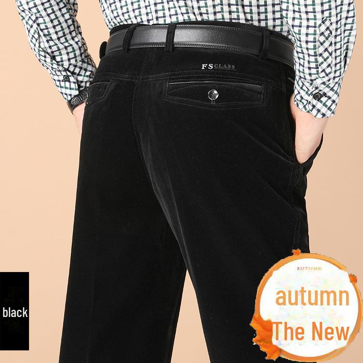 Men's Corduroy High-Waisted Loose Casual Trousers for Autumn/Winter (50+, Large Size)