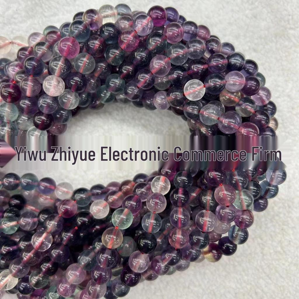 5A Natural Rainbow Fluorite Beads: Ice Transparent Crystal DIY Bracelet Round Accessories