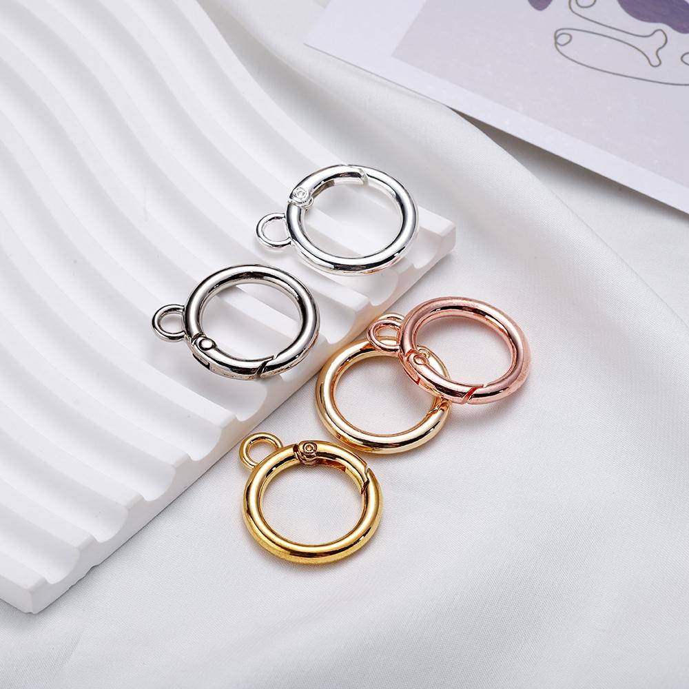 5Pcs/Lot 26mm Metal O Ring Spring Clasps with Hooks Keychain Bag Clips Connector for DIY Key Chain Jewelry Making Accessories