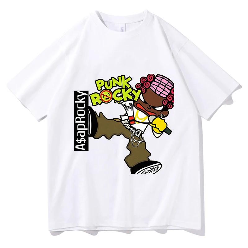 Rocky Punk Rocky T-Shirts Unisex Pure Cotton Hip Hop Tees Shirt Aesthetic Graphic T-shirts Short Sleeve Loose Tshirts
