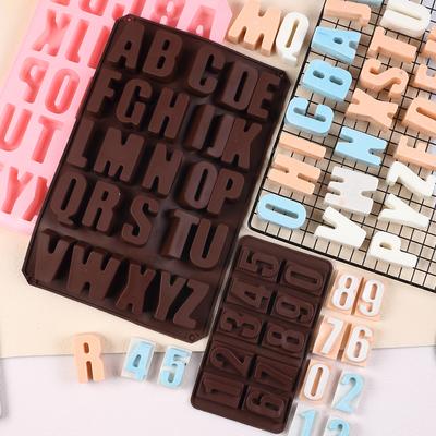 Letter Number Silicone Chocolate Mold 26 Alphabet 0-9 Number Nonstick Fondant Cake Biscuit Candy Jelly Baking Resin Mold
