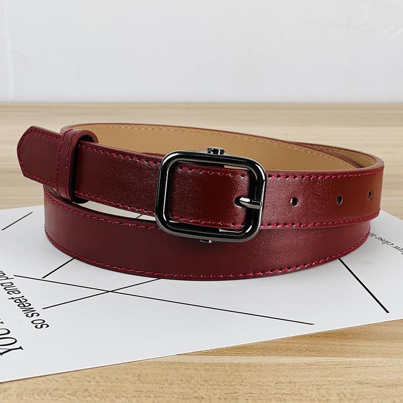

Simple Fashionable Womens Belt Metal Pin Buckle Outdoor Casual Band Waist вина червоного кольору