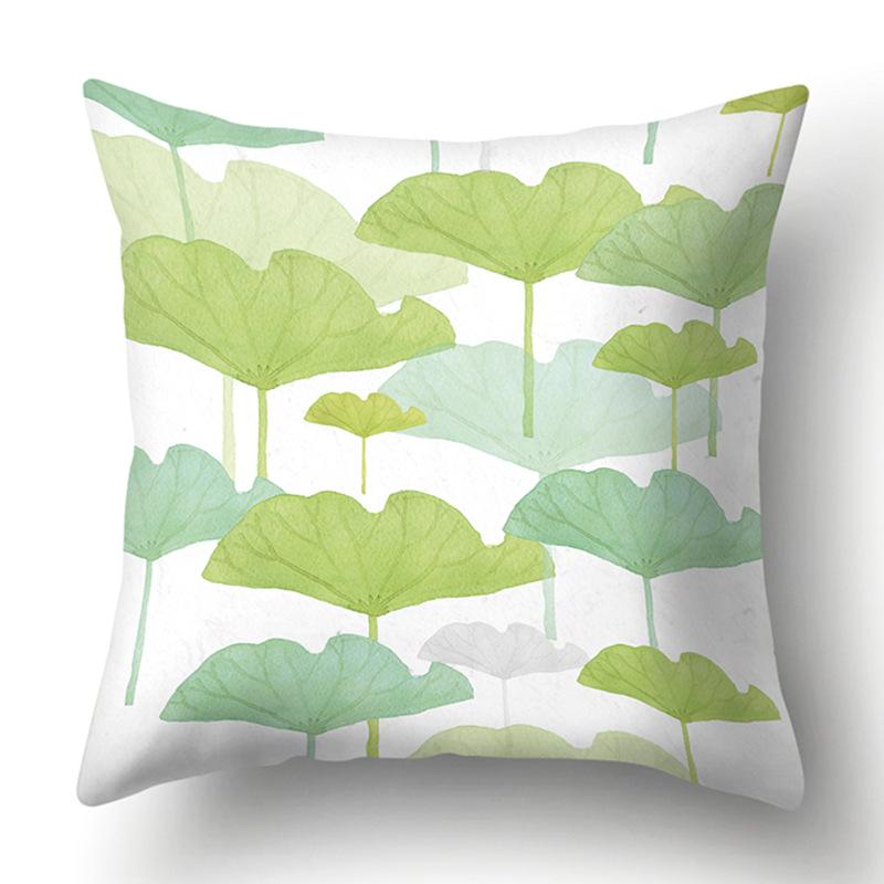 Polyester Pillowcase Green Tree Leaf Pillowcase Home Soft Furnishing Car Cushion Cover
