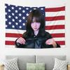 1pc Hippie US Flag Tapestry, Aesthetic Wall Hanging Backdrop. Trendy Kpop Singer Themed Ecor, Great for Bedroom Wall Styling