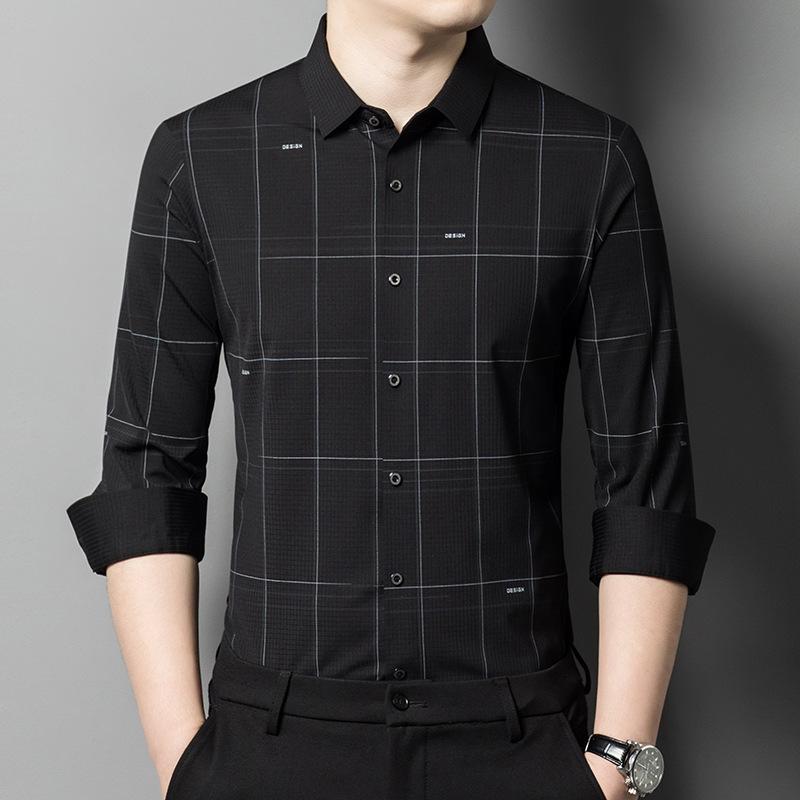 Весна и осень Новая мужская рубашка с длинным рукавом Деловая рубашка Модная повседневная — фото 3