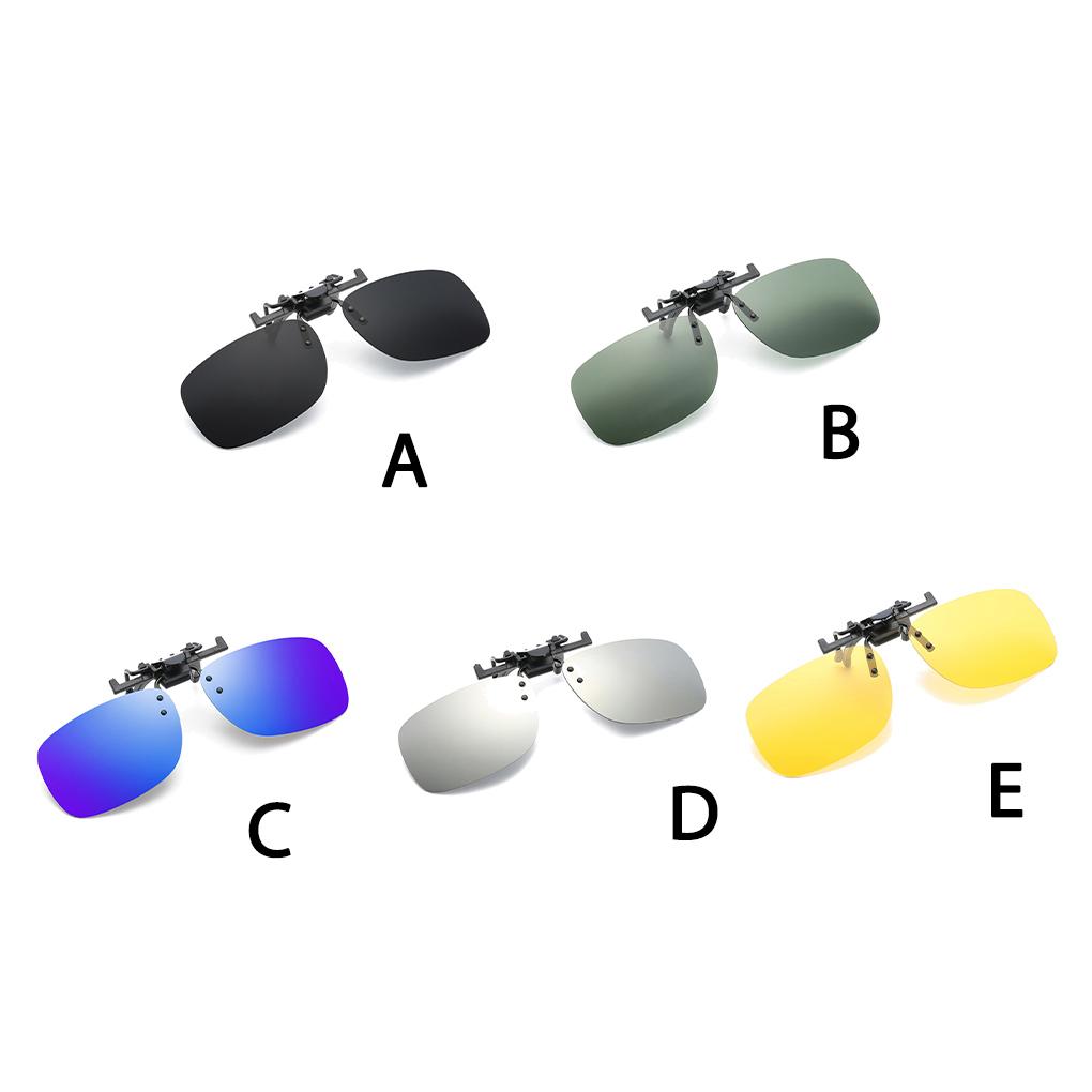Men Fashion Square Polarized Clip-On Flip Up Metal Frame Clip Sunglasses