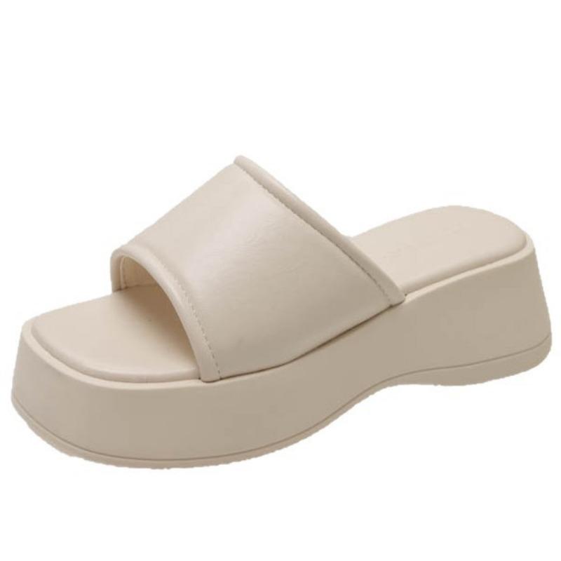 Sandals new women's sandals muffin thick-soled lazy women's shoes one word summer outer wear slippers one pedal