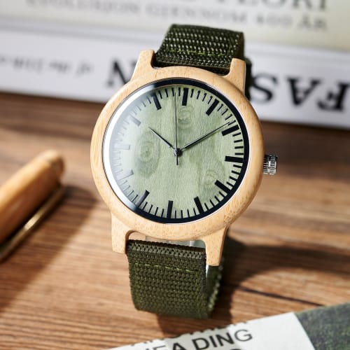 BOBO BIRD B045 Bamboo Watch with Nylon Band, 40mm Diameter
