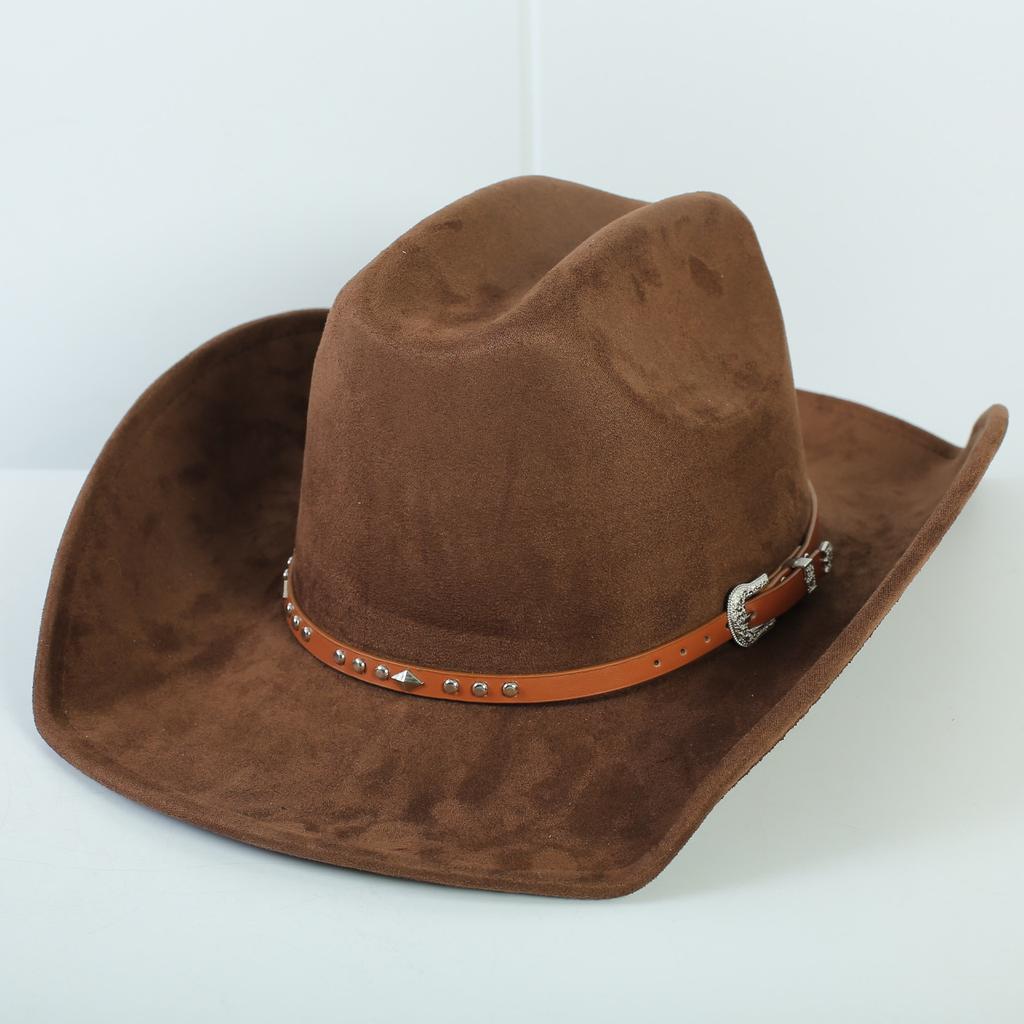 Popolare cappello western da cowboy in camoscio stile europeo e americano per uomo e donna, semplice e alla moda, a tesa larga, cappello jazz
