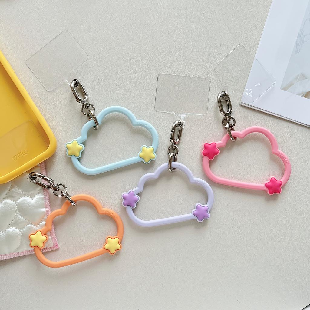 Clouds Stars Mobile Phone Lanyard Anti-Lost Around The Hand Phone Silicone Bracelet with Gasket Anime Gift Cell Phone Strap Gift