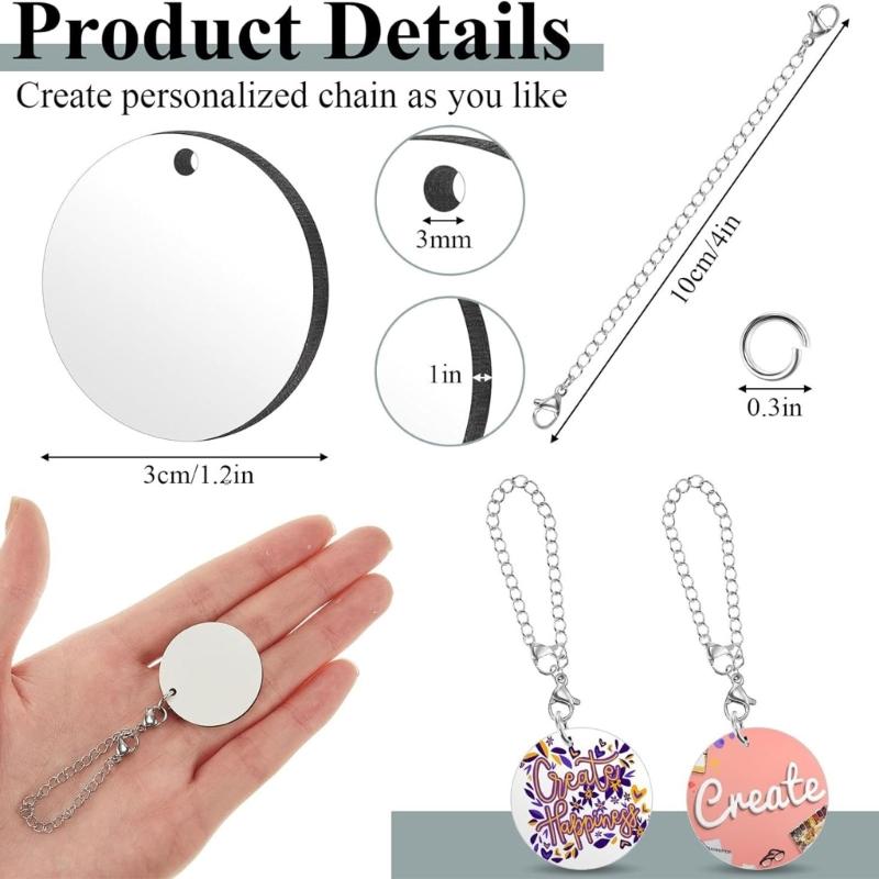 Set of 36/72 Engravable Steel Plate Unique Cup Hangings Metal Pendants Practical Round Single Side Sublimation Blank