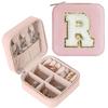 Large Capacity Jewelry Box for Stud Earrings and Rings - Portable Leather Storage with Letter Design