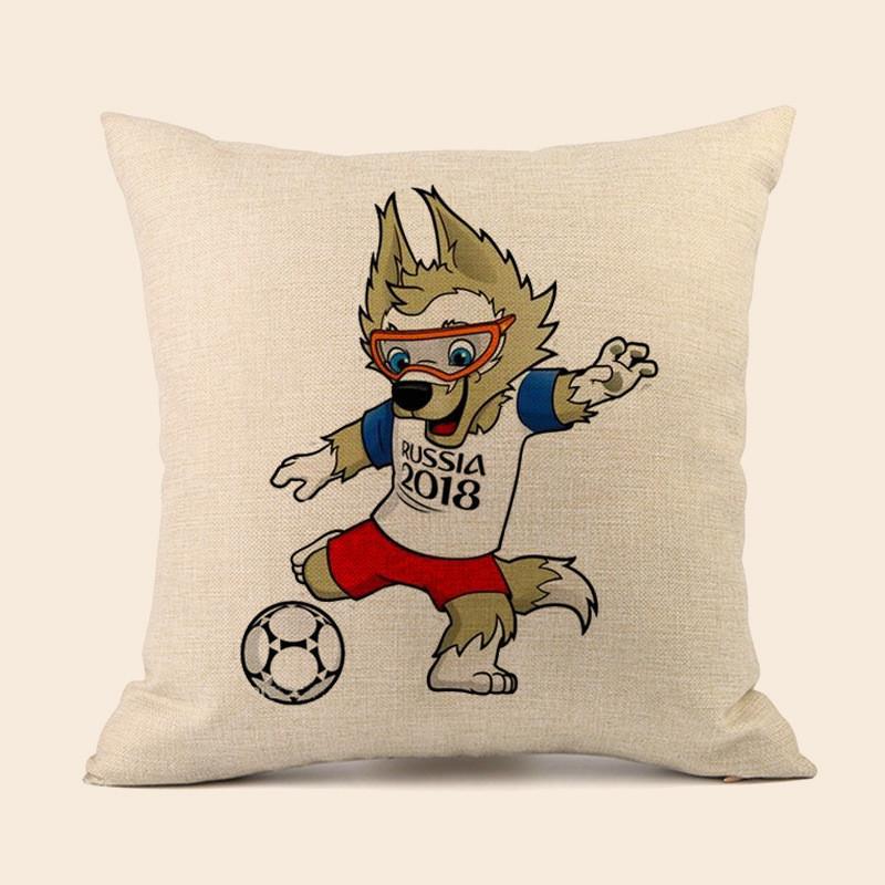 Soccer Fans World Cup 32 Teams Cotton Pillowcase With Emblem For Home Bar Lounge