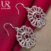 925 Sterling Silver Round Geometric Piercing Perforated Earrings Fashionable Wedding Jewelry