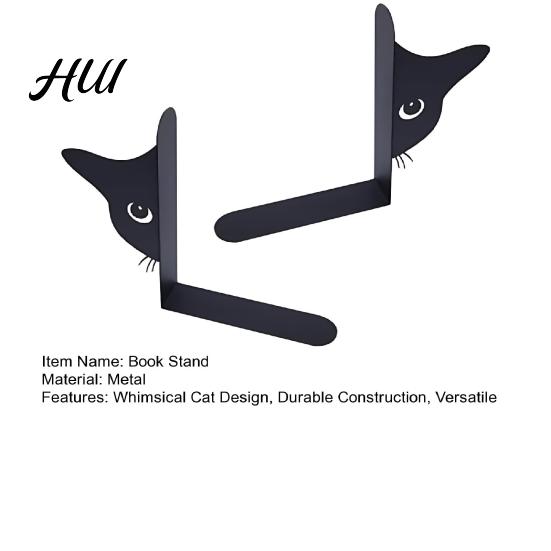 Cat-shaped Booklocks 2Pcs Cat Book Stand Whimsical 3D Design Lover Decor Sturdy Metal Construction Powder-coated Decorative Bookends