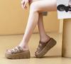 Fashion 7CM Suede Synthetic Microfiber Genuine Leather Sandals Summer Slipper Flats Women Chunky Sneakers Slippers Platform Wedge Shoes