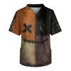 Men's Printing Short Sleeve V-neck Working Blouse Chest Pocket Carer Top