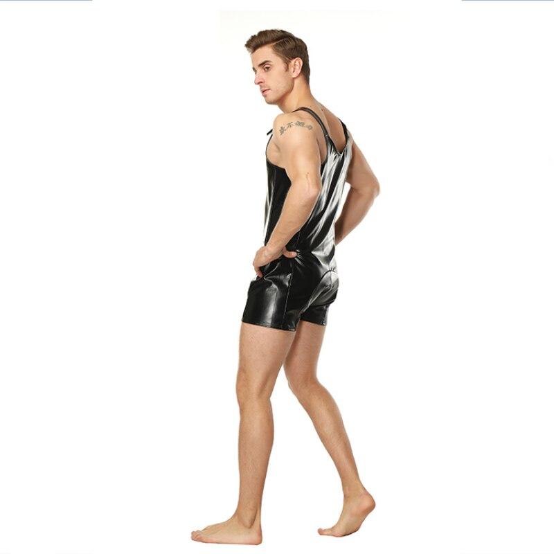 Men Leather Sexy Lingerie Bodysuits Camisoles Shorts Bodysuit Fetish   Sexy Costume Underwear One-pieces BDSM