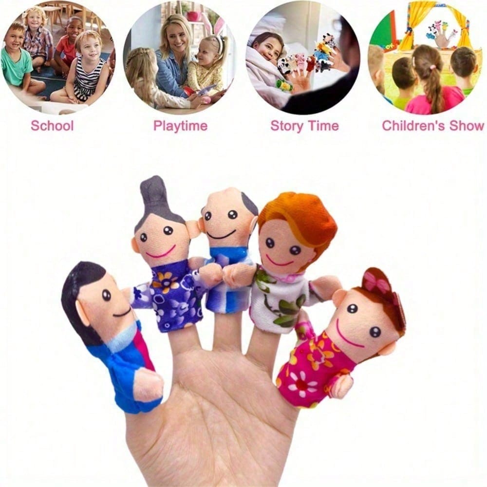 Family Fingers Puppets,MISS.MAFA 6pcs Family Hand Puppets Set Plush Hand Puppets For Peoples With Grandparents, Parents, Brother,Sister,Party Gifts,