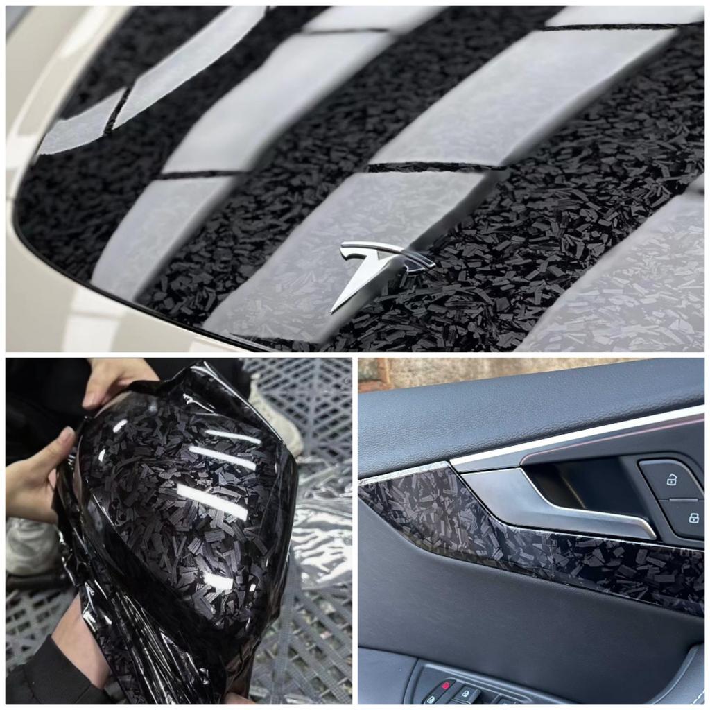 Gloss Black Flower Carbon Fiber Car Wrap Sticker for Interior & Exterior