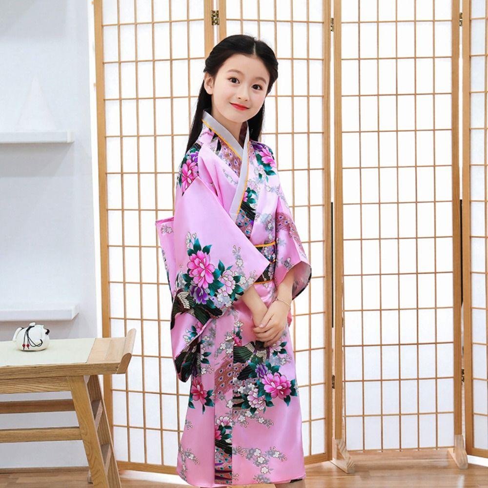 Elegance Kids Traditional Japanese Kimono Kids Japanese Style Yukata Bathrobe  Cosplay Costume