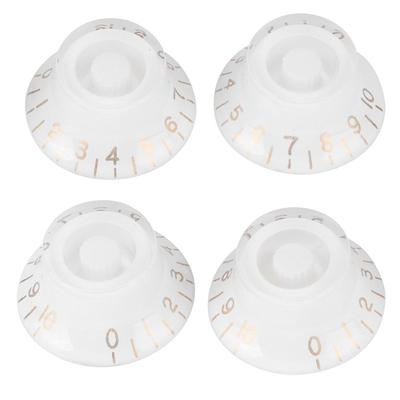 4Pcs Tone Control Knob Transparent Bell Volume Musical Instrument Accessories forGuitar BassWhite with Gold Letter