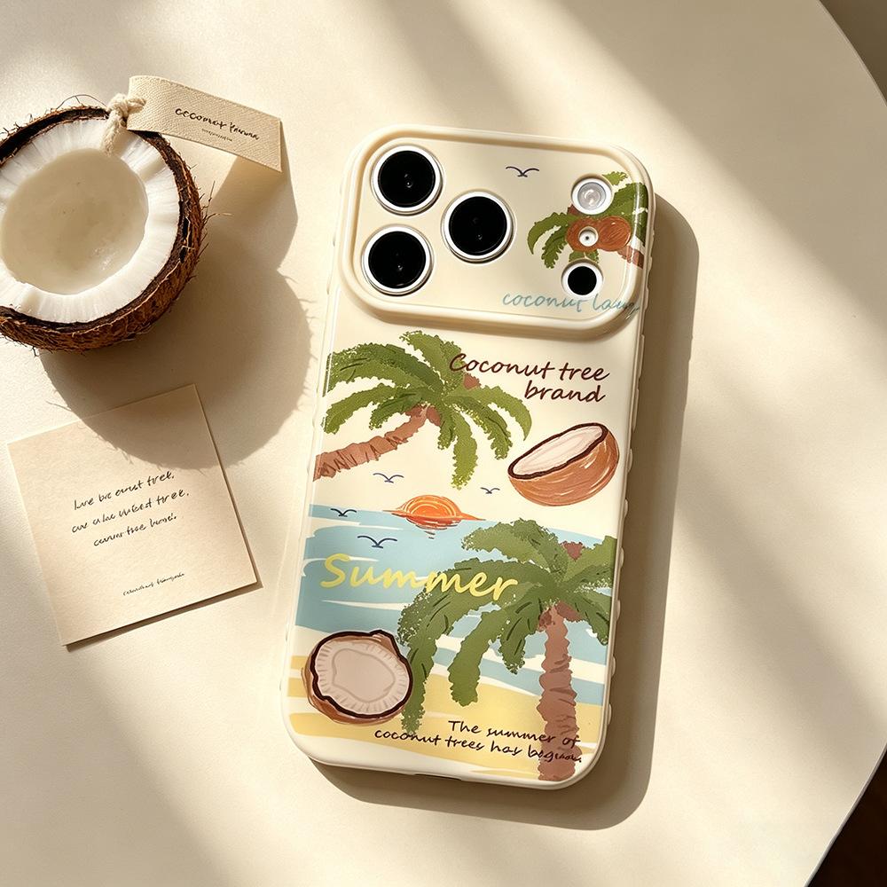 Summer coconut tree is suitable for iPhone17PM mobile phone case, anti-drop Apple 16/15Pro new 17 protective case idea