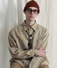 STAGE NAME Cotton Double Shoulder Work Oversized Shirt_Beige