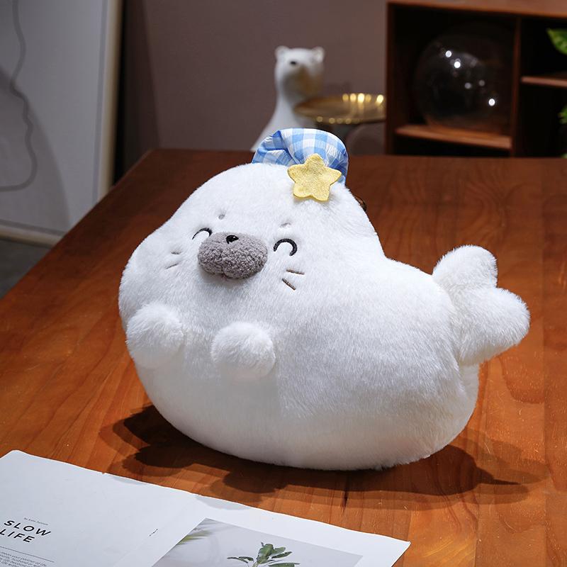 Zachte Zeeluiaard Knuffels Schattig Zeehond Kussen Cartoon Zeehond Poppetje Gezellig Katoen Gevuld Plaid Kussen Rugkussen Schattig Cadeau 35x42cm