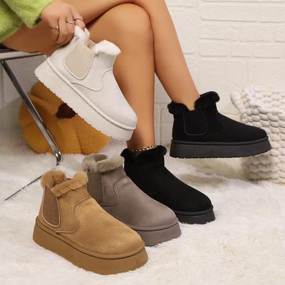 Bottes d'hiver montantes et confortables pour femme, chaussures de neige épaisses, chaudes, simples et polyvalentes en coton