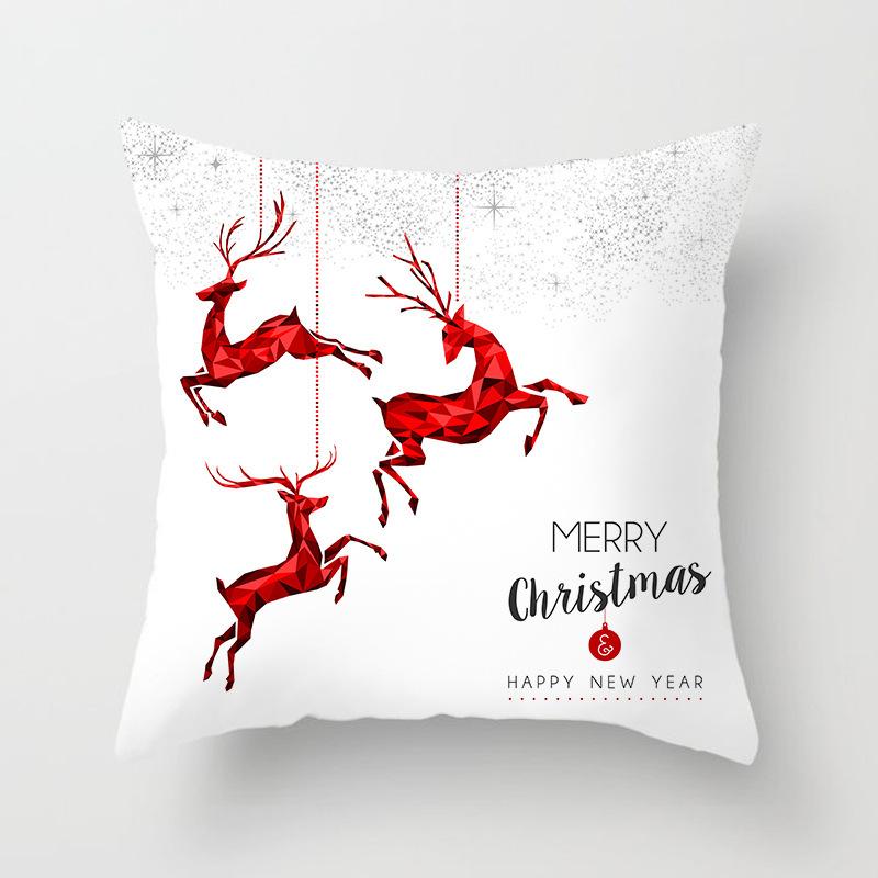 Christmas-Themed Pattern Throw Pillow Cover With Short Plush Print For Living Room Sofa Decoration Cushion Cover Pillow Covers