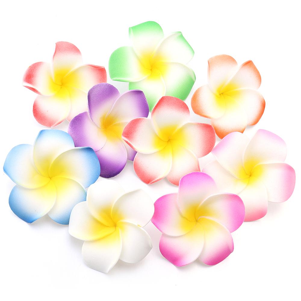 10pcs Foam Frangipani Flowers Colorful Hawaiian Aritificial Flowers Head For Home Wedding Party Hawaii Beach Vacation Gift Decor