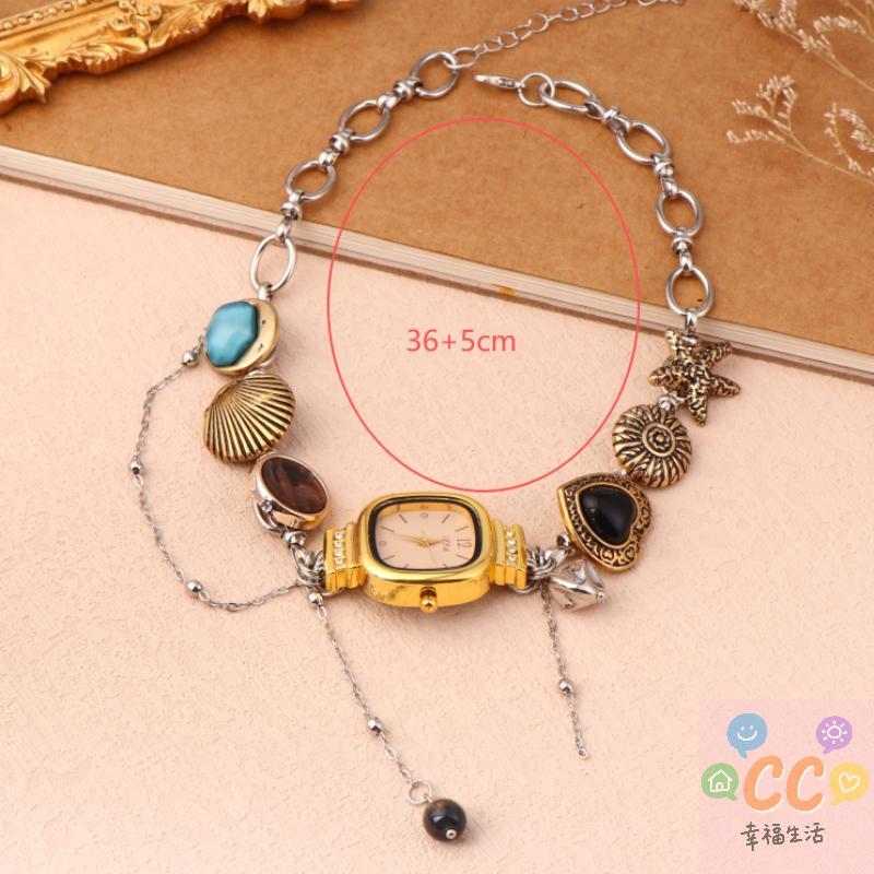 Fashion New Punk Watch Pendant Necklace For Women Retro Elegant Trendy Choker Exaggerated Party Jewelry Accessories Gift