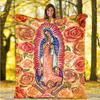 Our Lady of Guadalupe Pattern Flannel Throw Blanket Religion Mary Soft Cover Lightweight Warm for Bedroom Sofa Decor Kids Adults