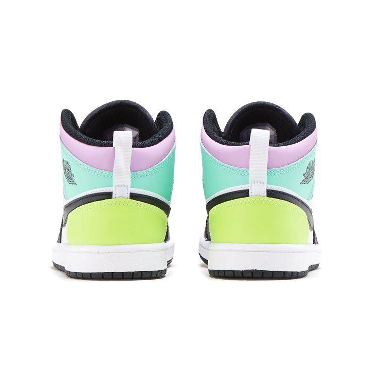 Zapatillas Air Jordan 1 Mid PS Pastel para Niños Blanco Negro Voltio 640734-175
