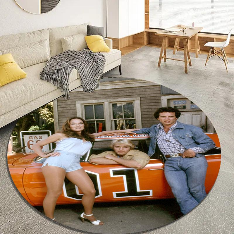 Dukes Of Hazzard Runder Teppich, Teppich für Wohnzimmer Schlafzimmer Sofa Spielzimmer Dekor, Rutschfeste Bodenmatte4
