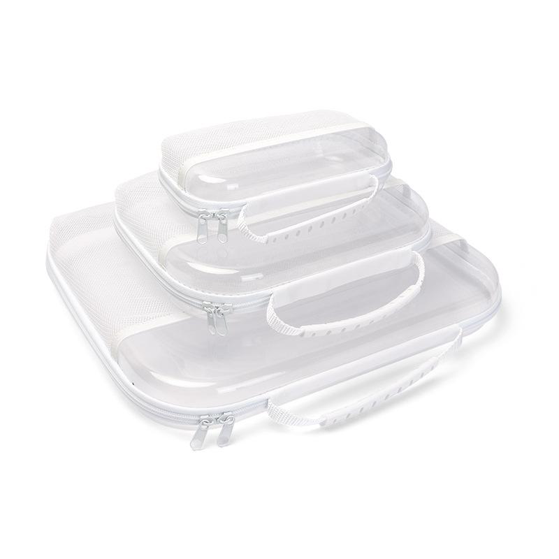 3pcs/set PVC Zipper Mesh Hard Shell Storage Bag Large Capacity Travel Toiletry Organizer Outdoor Cosmetic Toiletry Bag