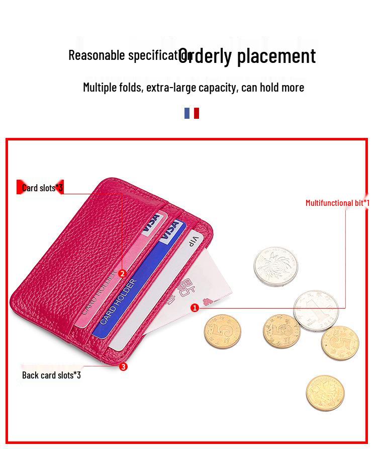 Porta-cartões Fino em Couro Genuíno: Vários compartimentos para cartões, porta-moedas compacto, porta-cartões em couro de vaca e porta-carteira de motorista.