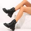 Motorcycle Boots Side Zip Thick Bottom Retro Female Short Botas Winter Warm Shoes Women Belt Buckle Black Ankle Boots for Women