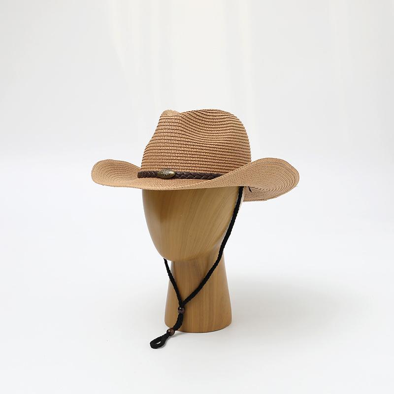 Western Jazz Top Cowboy Hats Women's Summer Sunscreen Beach Sun Hat Seaside Travel Curled Outdoor Travel Straw Hat Men Panama